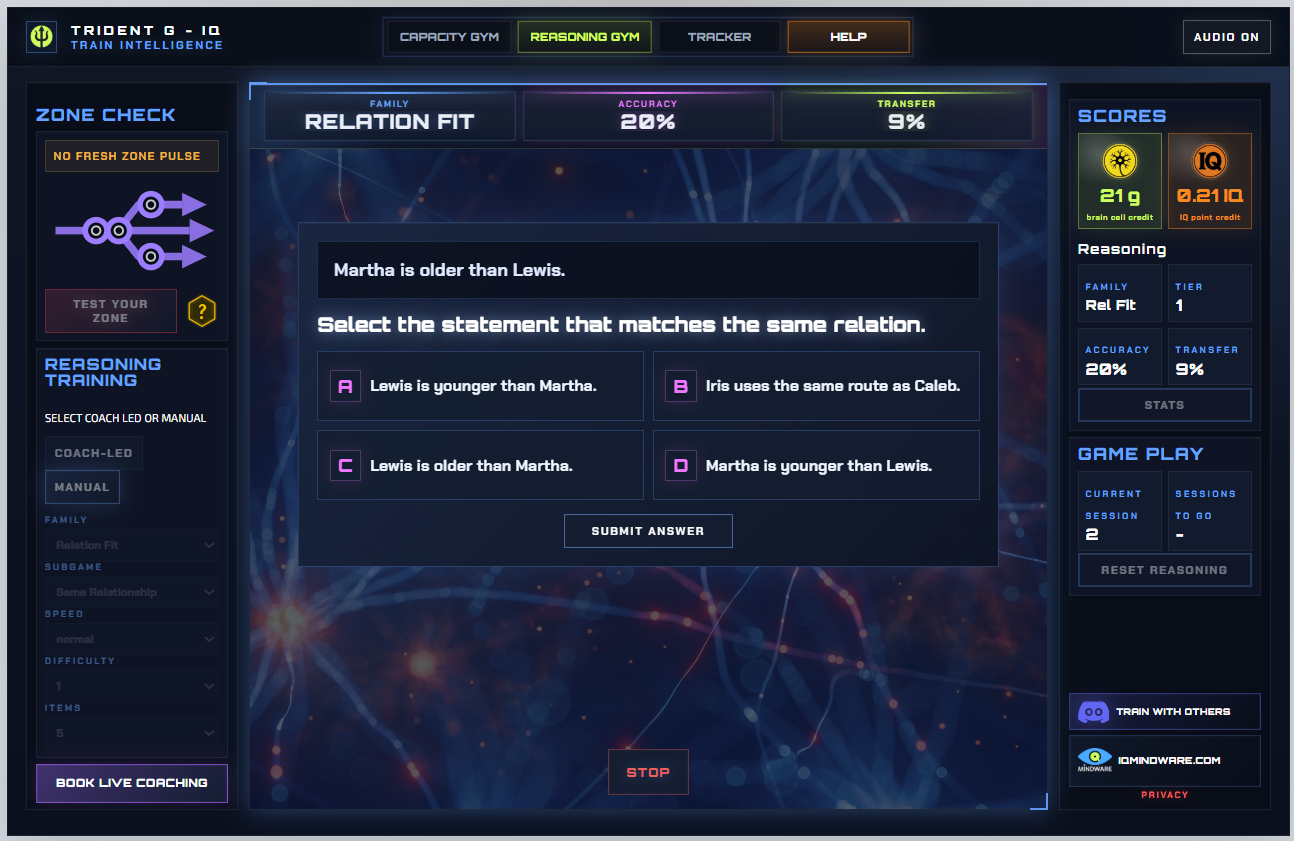 Reasoning Gym — relation fit task